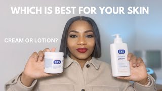 E45 MOISTURISING LOTION VS E45 MOISTURISING CREAM [upl. by Enalda]