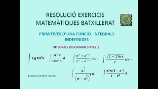 Elisabet Colomé  INTEGRALS QUASI IMMEDIATES 2 [upl. by Asusej767]