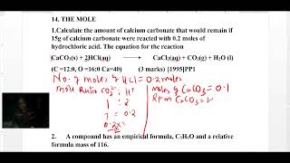 KCSE 2025 QUESTIONS AND ANSWERSTHE MOLECalculate the amount of calcium carbonate [upl. by Chere]