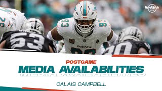 DT Calais Campbell meets with the media after LVvsMIA  Miami Dolphins [upl. by Adaliah178]