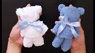 DIY TOWEL TEDDY BEAREASY step by step beartowel souvenir diy viral shorts tutorial teddybear [upl. by Sokin]