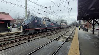 BNTS 0153 — AMTRAK P42DC 100  SEPTA Train Action  Overbrook Station [upl. by Bear]