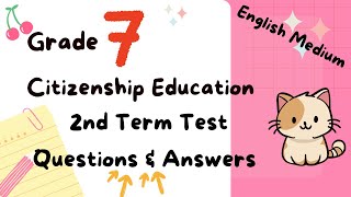 Grade 7 Civics Second Term Test  English Medium  Past Paper  Questions and Answers [upl. by Kerry]