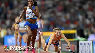 Team USA claims WORLD RECORD via SHOCKING 4x400 mixed relay finish at Worlds  NBC Sports [upl. by Onifled]