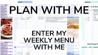 Plan with Me  Enter My Weekly Menu with Me Using My Meal Planner Spreadsheet [upl. by Ulrika]