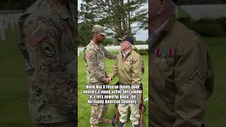 World War II Veteran Dennis Boldt mentors a young activeduty soldier in the Normandy Cemetery [upl. by Etnomal]