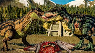 Tarbosaurus vs Indominus Rex Carnotaurus Indoraptor Acrocanthosaurus  Jurassic World Evolution 2 [upl. by Ennovahc]