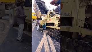 Dense bituminous Macadam DBMlaying in Gwalior Airport Car parking road with Paver Machine [upl. by Walters153]