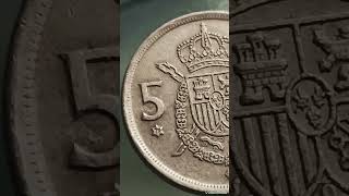 Spain 5 pesetas 1975 Star 79 pesetascoinsmoney rarecoinscollections [upl. by Alysa]