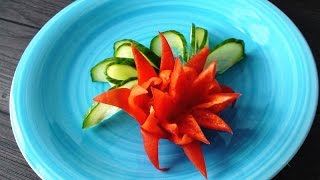 How To Make Chili Pepper Flower  Vegetable Carving Garnish  Food Decoration [upl. by Zil]