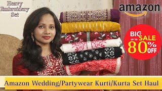 Amazon WeddingFestive Special KurtiKurta Set Haul  Heavy Embroidery Sets  Ranjana R [upl. by Dorrej]