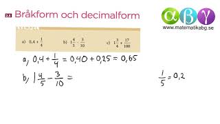 G 23 Bråkform och decimalform [upl. by Margot451]