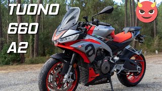 Test Aprilia Tuono 660 A2  Meilleure moto A2  😈 [upl. by Cammie]