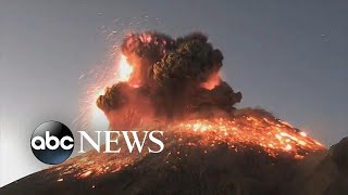 Volcanic eruption sends explosion of ash smoke into sky in Mexico  ABC News [upl. by Aemat311]