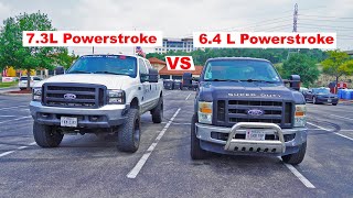 64L Powerstroke VS 73L Powerstroke Race amp Sound Test [upl. by Erodisi]