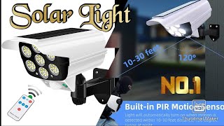 77 LED Solar Security PIR Motion Sensor Light with Remote Control Dummy Surveillance CCTV Light [upl. by Oniluap]