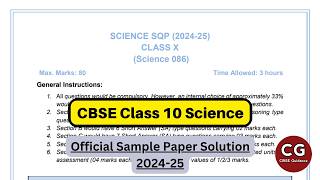 CBSE Class 10 Science Official Sample Paper 202425  Complete Solution [upl. by Even882]