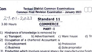 11th commerce first revision exam question paper 2024 [upl. by Knah316]