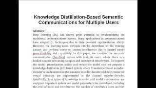 Knowledge Distillation Based Semantic Communications for Multiple Users [upl. by Hattie31]