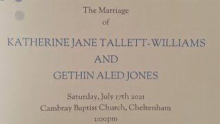 The Marriage of Katherine Jane TallettWilliams and Gethin Aled Jones [upl. by Cornelle]