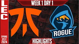 FNC vs RGE Highlights  LEC Spring 2024 W1D1  Fnatic vs Rogue [upl. by Valentino]