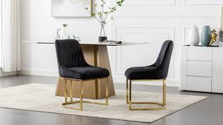 Wahson Velvet Upholstered Dining Corner Chairs with Golden Metal Frame for Dining Room Restaurant [upl. by Brosine]