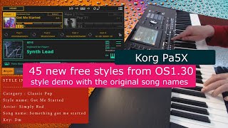 Korg Pa5X  demo 45 free new OS 13 styles with original song names [upl. by Babs]