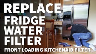 How to Change Refrigerator Water Filter In Grille – Replace KitchenAid Water Filter and Reset Light [upl. by Isayg]