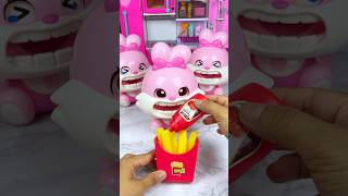 Triplet Rabbits Eating Fries Set Toys Satisfying With Unboxing ASMR Videos [upl. by Alameda293]