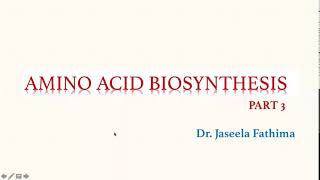 Amino acid Biosynthesis Part 2 [upl. by Ziladnerb]