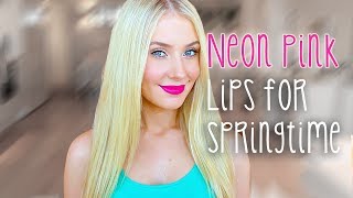 Neon Pink Lips for Springtime with Lauren Curtis laurenbeautyy  I love makeup [upl. by Elfont]