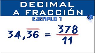 Convertir decimal periódico puro a fracción  Ejemplo 1 [upl. by Hcra347]