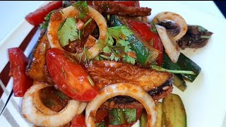 Sousli Baqlajon Salat Tayyorlash ✅ Салат из Баклажанов 👌 Eggplant Salad [upl. by Eidob]