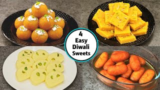 4 Quick amp Easy Diwali Sweets Recipes in 30 Mins  4 Easy Diwali Sweets recipes  PandS [upl. by Wildon]