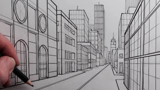 How to Draw a City Street in OnePoint Perspective for Beginners [upl. by Devina]