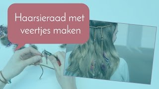 Sieraden maken met Kralenwinkel Online haarsieraad met veertjes [upl. by Glick]