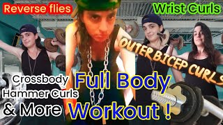 FULL WORKOUT VIDEO CROSSBODY HAMMER CURLS DUMBBELL CURLS  USING THE BARBELL UPRIGHT ROWS amp MORE [upl. by Eneleahs]