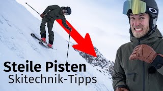 Skifahren lernen Steile Pisten fahren  SkiTechnik amp Tipps [upl. by Ynattib175]