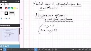 Stelsel met 2 vergelijkingen in 2 onbekenden Algebraïsch oplossen substitutiemethode [upl. by Idoc]