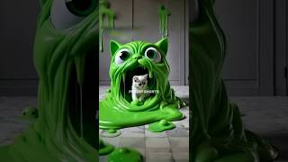 Slime monster attached on a cute cat🙀cat catlover cartoon shorts viralvideo trendingfyp [upl. by Arnst391]