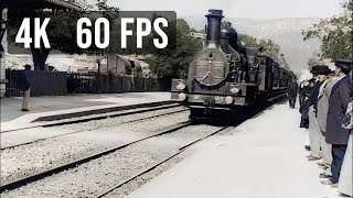 4K 60 FPS Arrival of a Train at La Ciotat Louis Lumiere 1897 [upl. by Ebeohp]