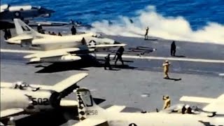 USS Forrestal CVA59 1958 with Carrier Wing Eight aboard on NATO or Med Cruise Landing amp Launching [upl. by Arramas990]