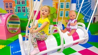 Stacy at new Indoor Playground with baby doll [upl. by Neelia]