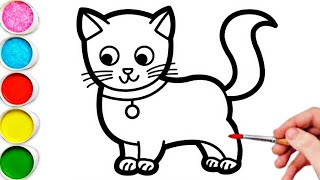 Cute Cat Drawing Painting amp Coloring For Kids and Toddlers Kids Art [upl. by Aetnahc326]