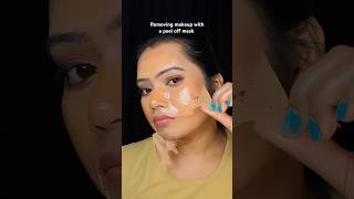 Removing makeup with a peel off maskshortsmakeup beautytutorial hack makeuptips [upl. by Ikin]