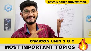 Most Important Topics CSACOA  CSVTU  CSE 😍🔥 [upl. by Laumas]