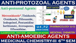 AntiProtozoal amp Antiamoebic  Metronidazole  Medicinal chemistry amp Pharmacology  BPharm 6th sem [upl. by Kcir]