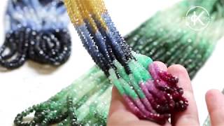 Shaded Sapphire Ruby And Emerald Faceted Rondelle Beads  Kernowrcraft [upl. by Jackson]