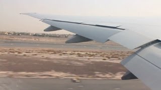 777300ER Boeing Emirates take off Dubai intl Airport A6EGP [upl. by Hgierb]