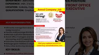 Anmol Company Job  Private Company Job Vacancy  Job in Kolkata  West Bengal Job  Job News [upl. by Old]